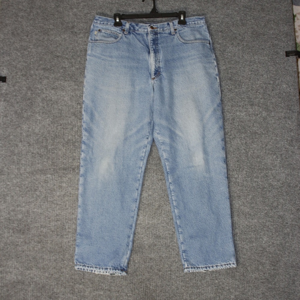 LL Bean Classic Fit Jeans Mens 38x30 Blue Fleece Lined Light Wash 162343